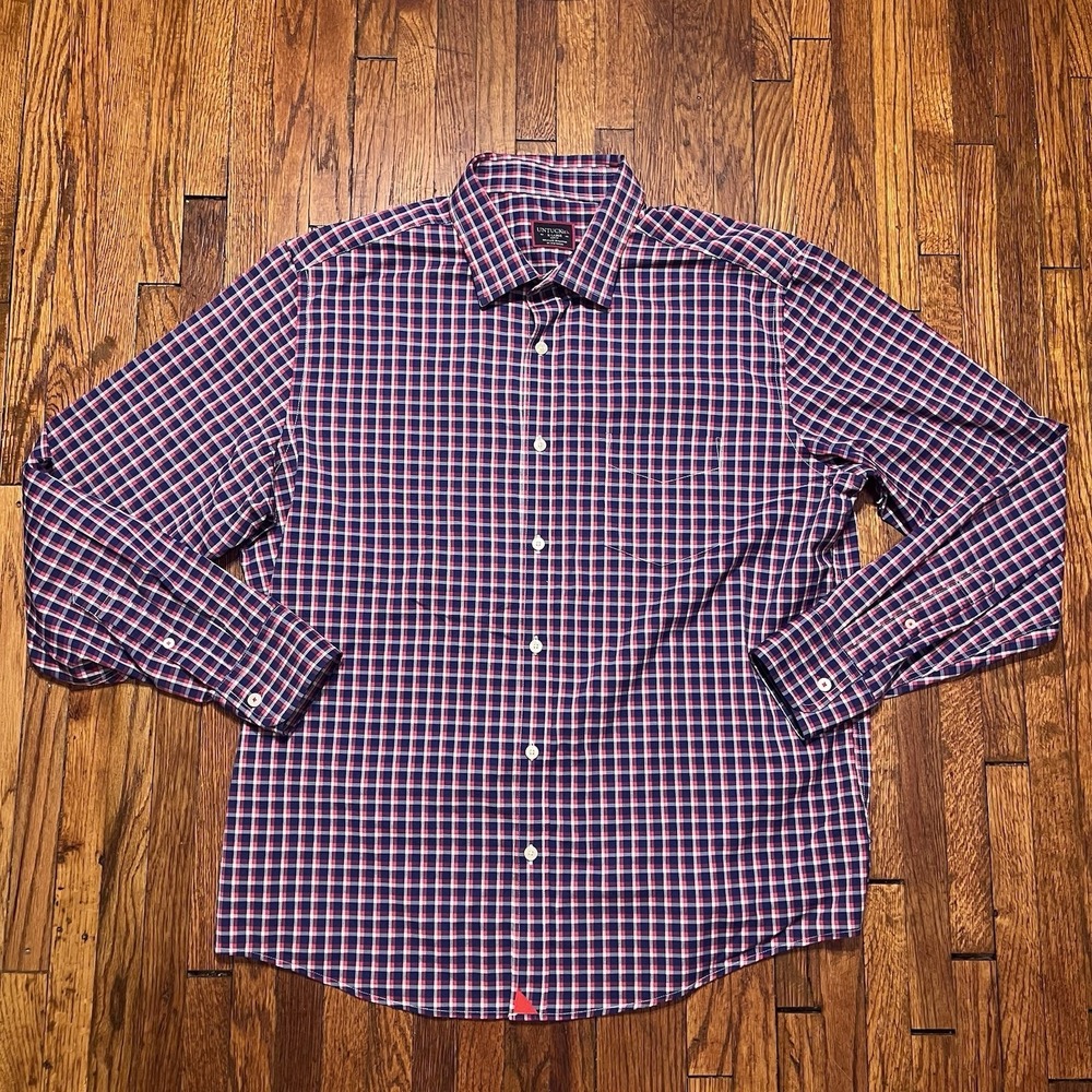 UNTUCKit Men's XL Slim Fit Plaid Button Down Shirt Red Blue Long Sleeve